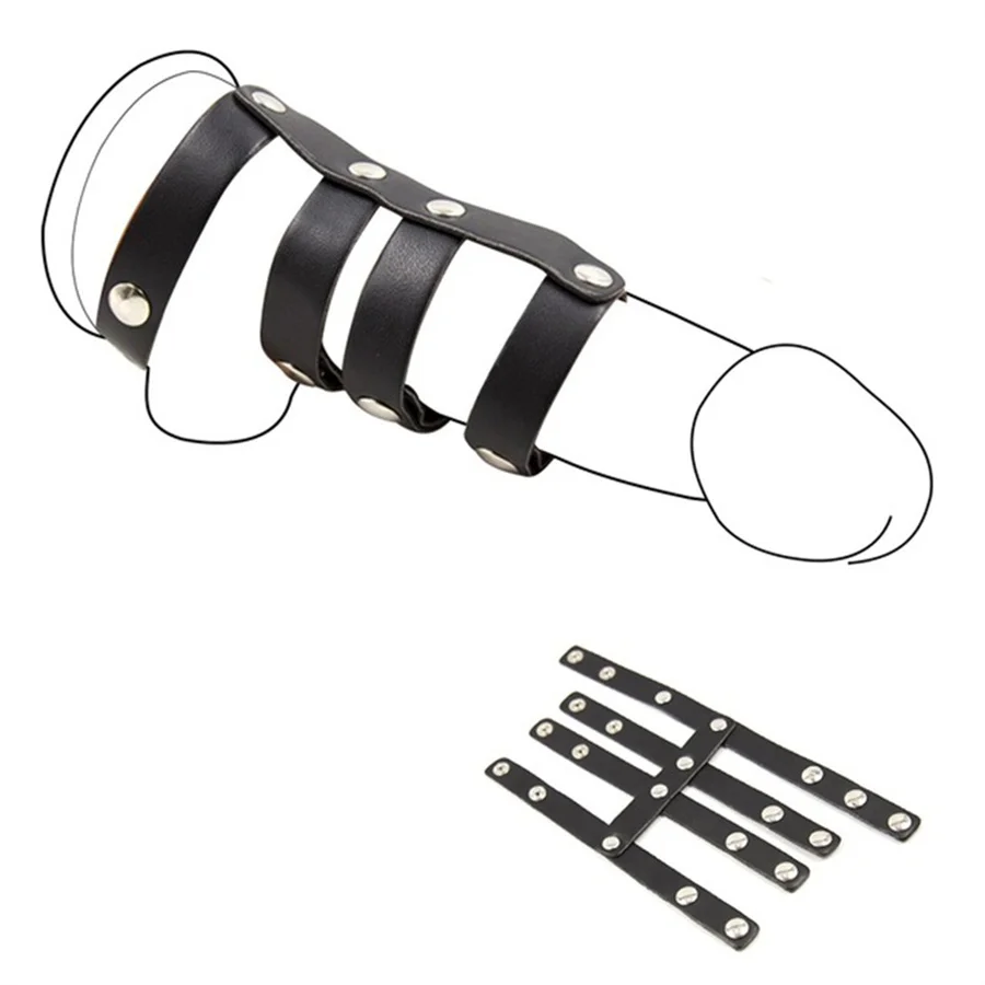 Cock Ring com Ball Stretcher de Couro, Harness Ajustável para Pênis e Testículos, Bondage Masculino - Imagem 5