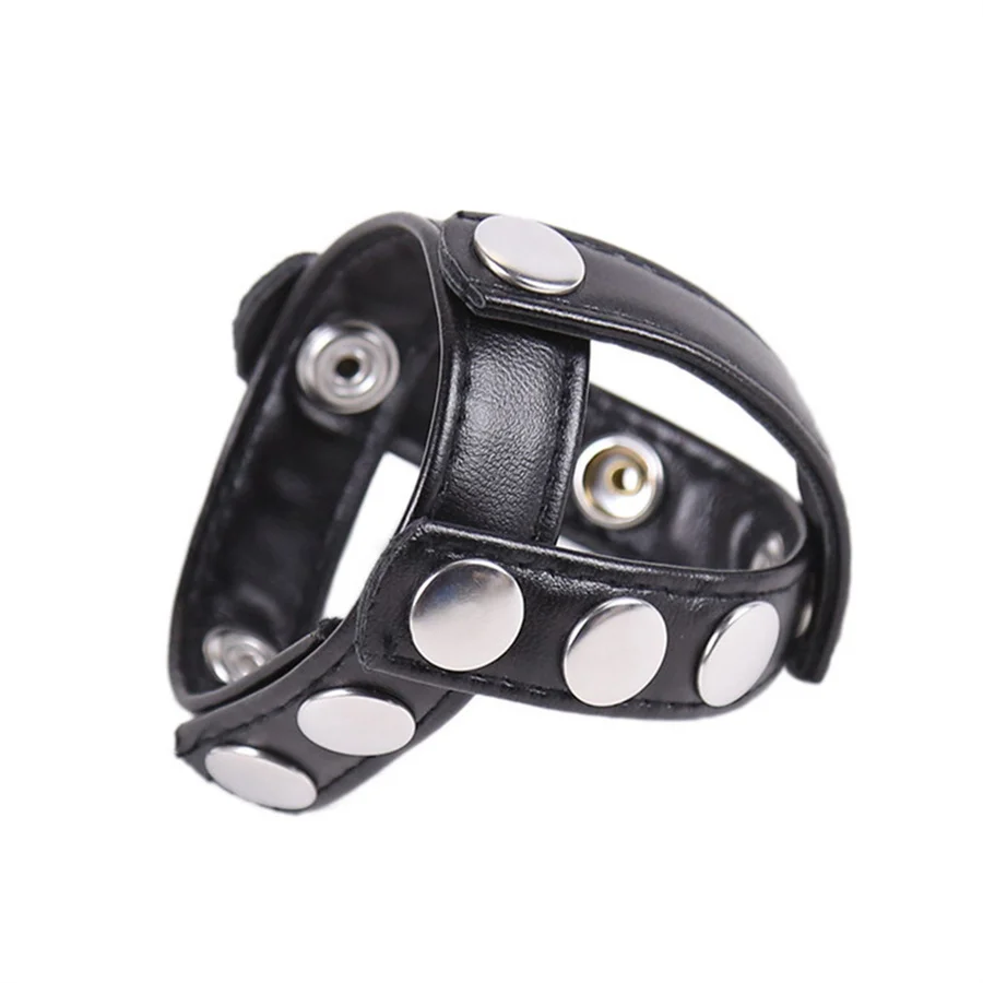 Cock Ring com Ball Stretcher de Couro, Harness Ajustável para Pênis e Testículos, Bondage Masculino - Imagem 2