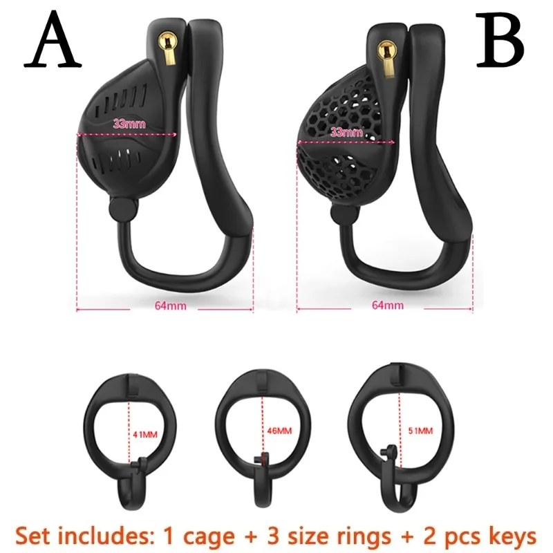 Gaiola de Castidade Respirável Favo de Mel em Resina, Honeycomb Chastity Cage Leve - Imagem 6