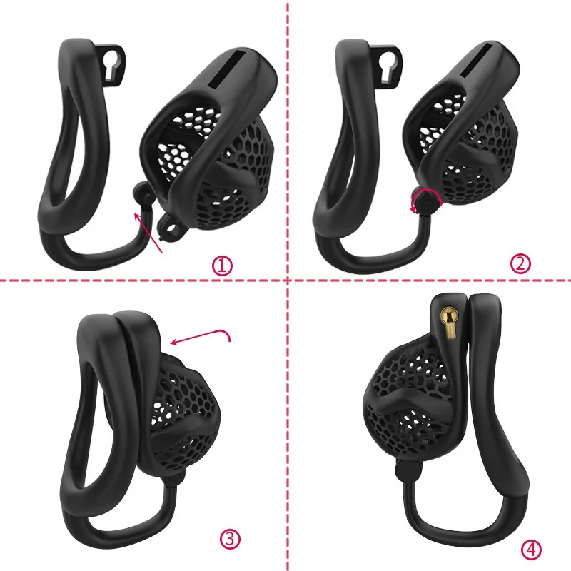 Gaiola de Castidade Respirável Favo de Mel em Resina, Honeycomb Chastity Cage Leve - Imagem 5