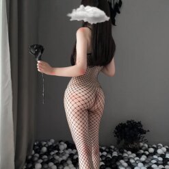 Alternative view of Macacão Bodystocking Arrastão Fishnet com Canal Aberto, Lingerie Sensual Transparente