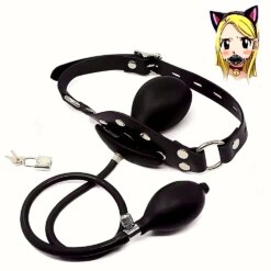 Alternative view of Mordaça Inflável com Bomba e Cadeado, Inflatable Ball Gag BDSM em Silicone