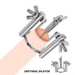 Dilatador Uretral Ajustável em Aço Inox com Anel de Glande, Urethral Stretcher