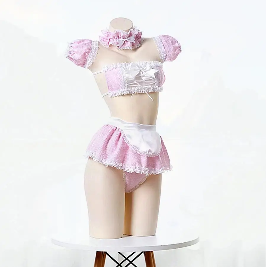 Fantasia de Empregada Maid Erótica Cosplay com Avental e Renda, Lingerie Kawaii - Imagem 2