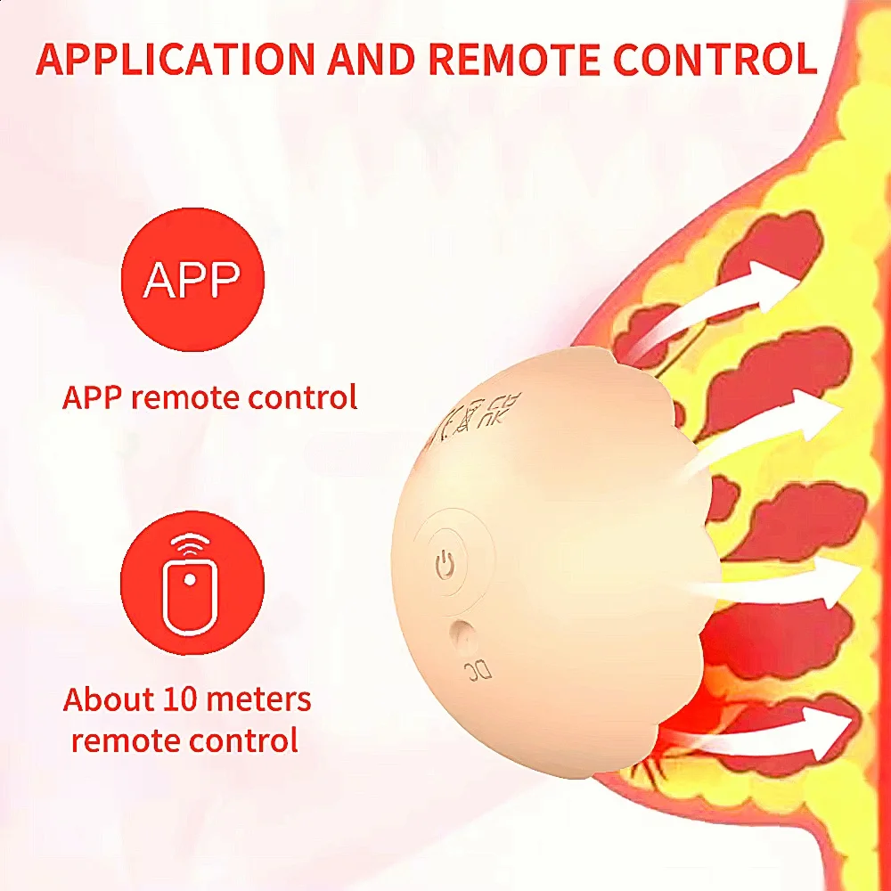 Massageador de Mamilo Vibratório com App e Controle Remoto, Par de Estimuladores de Seios IPX5 Recarregável - Imagem 4
