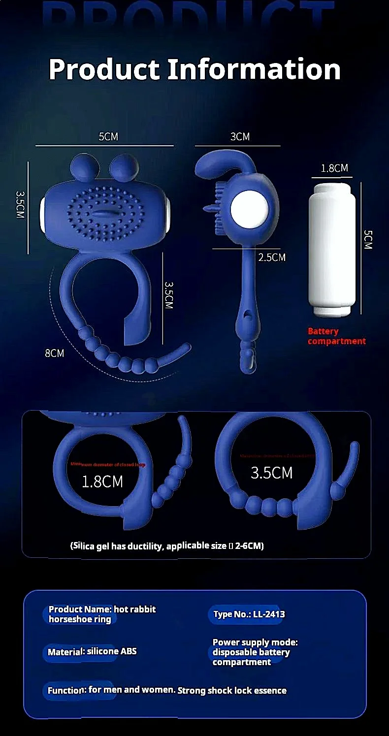 Anel Peniano Vibratório Rabbit com Estimulador de Clítoris, Cock Ring Duplo 12.000 Vibrações - Imagem 6