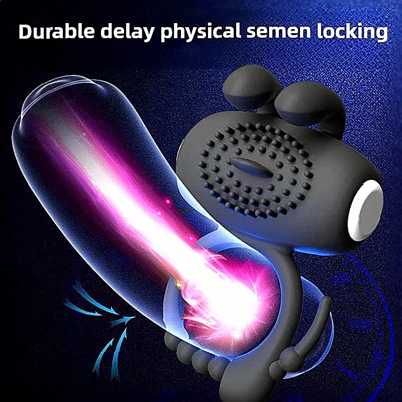 Anel Peniano Vibratório Rabbit com Estimulador de Clítoris, Cock Ring Duplo 12.000 Vibrações - Imagem 4