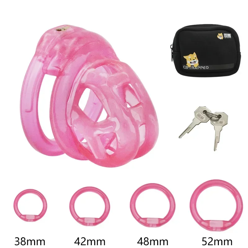 Gaiola de castidade soft rosa com aneis, cadeado e chaves