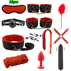 Alternative view of Kit BDSM Completo de Bondage com Algemas, Mordaça, Chicote, Coleira e Plug Anal