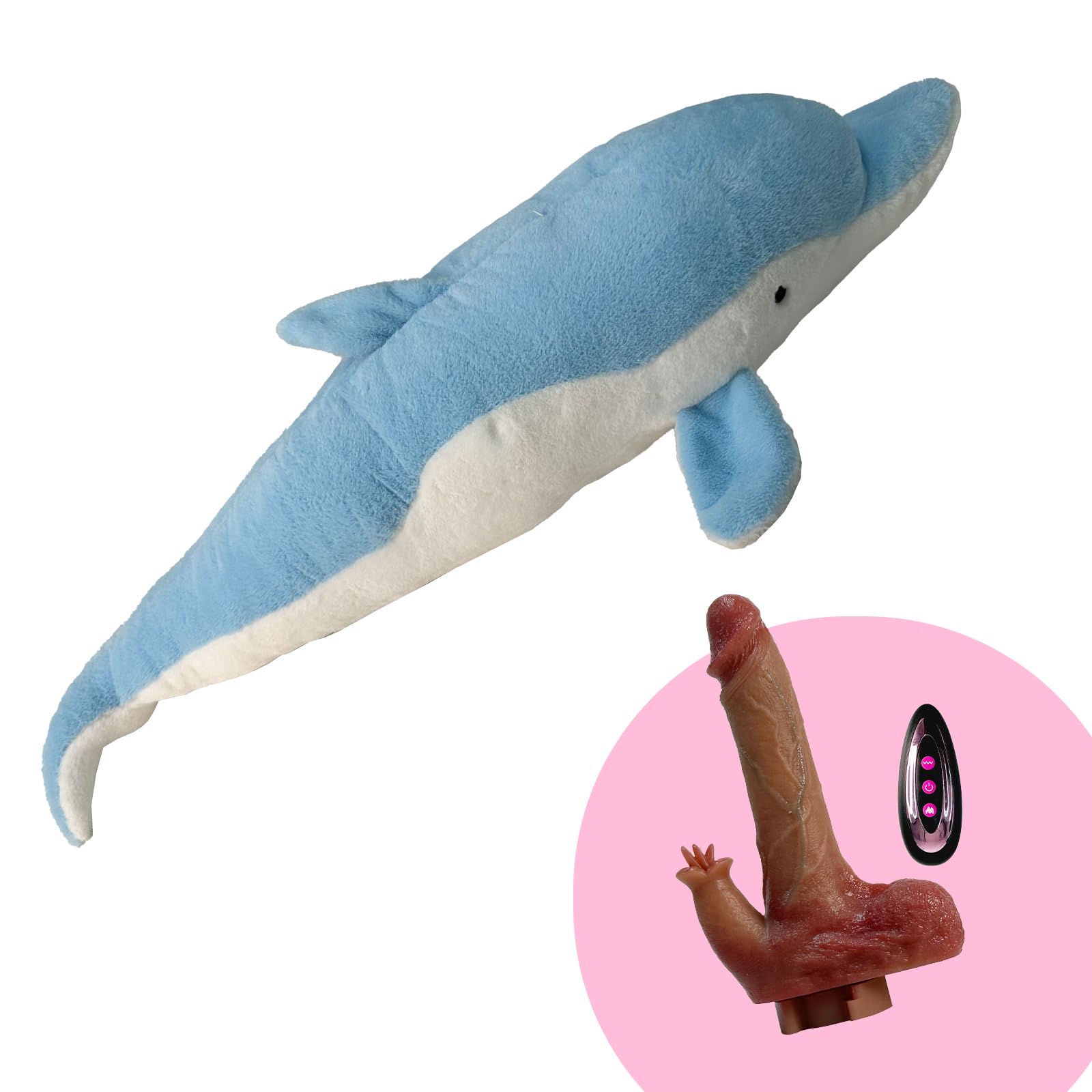 Golfinho de Pelúcia Erótico com Vibrador Telescópico, Aquecimento e Controle Remoto