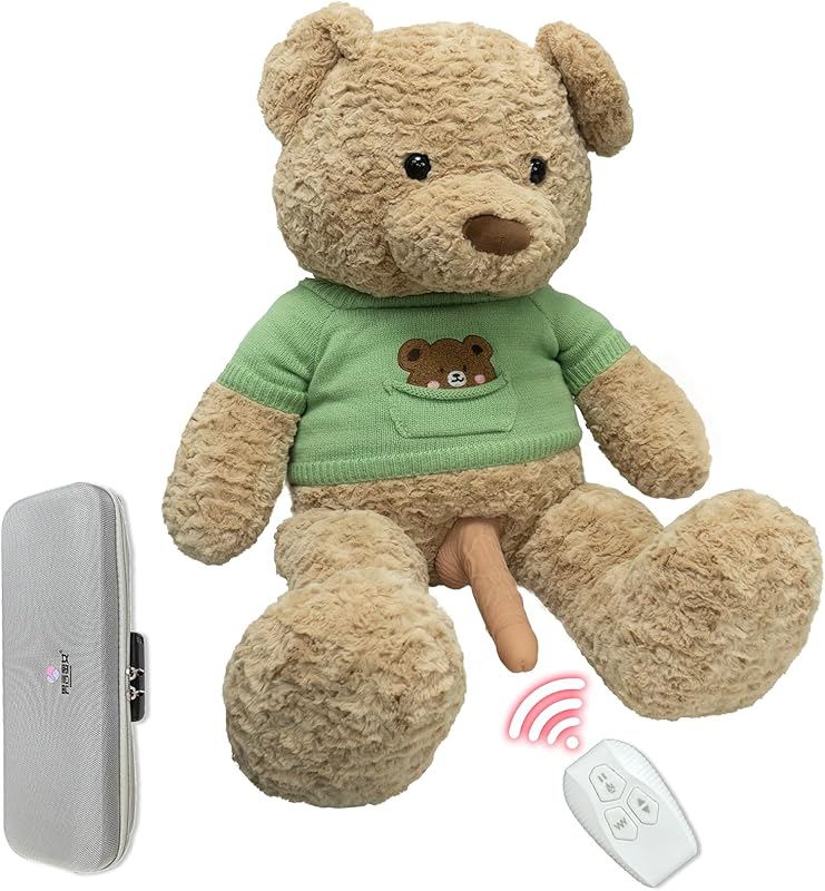 Ursinho de Pelúcia Erótico com Vibrador Telescópico, Aquecimento e Controle Remoto