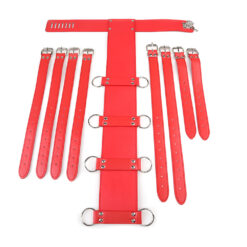 Alternative view of Harness de Imobilização BDSM em Couro PU, Restraint de Braços nas Costas com Coleira e Cadeado, Preto ou Vermelho