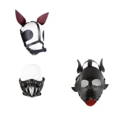 Máscara de Couro BDSM para Role Play, Modelos Hannibal, Pet Play e Pony Play, Capuz Fetiche Ajustável
