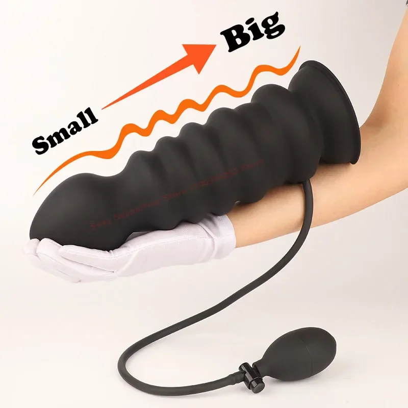 Plug Anal Inflável Expansível Silicone Bomba Manual Inflatable Butt Plug Dilatador Anal Ventosa G-Spot - Imagem 2