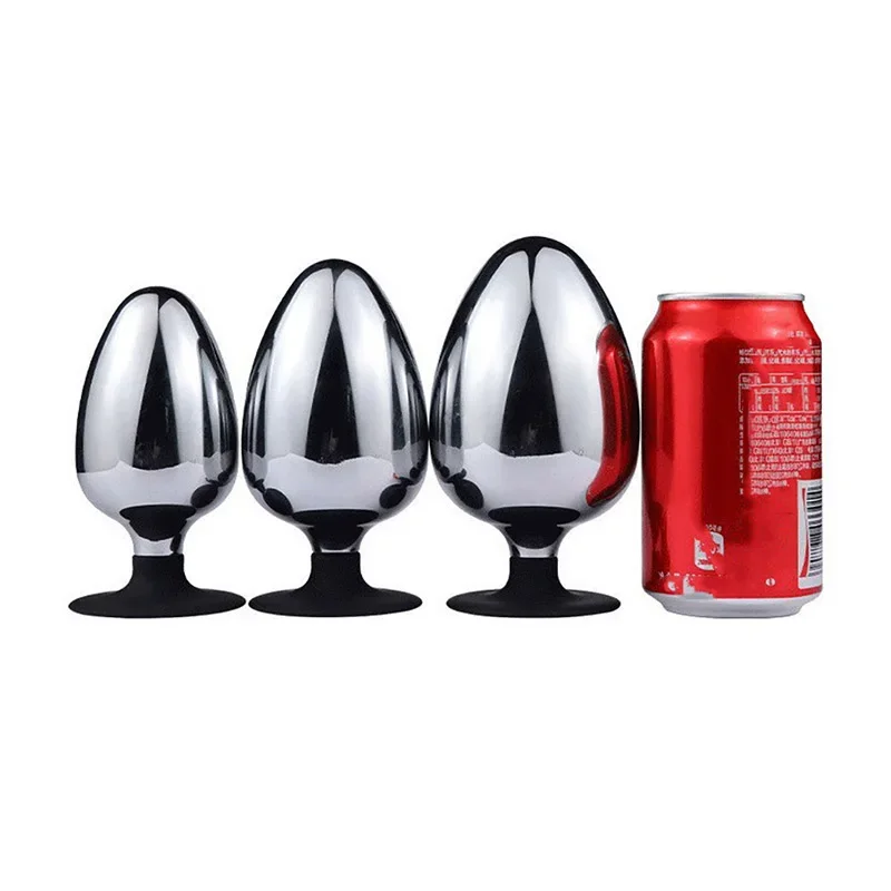 Plug Anal Metal Maciço Aço Inox Pesado Butt Plug Base Âncora Silicone Full Feeling Grande - Imagem 2
