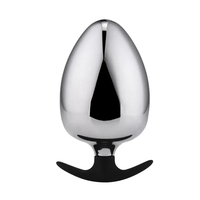 Plug Anal Metal Maciço Aço Inox Pesado Butt Plug Base Âncora Silicone Full Feeling Grande - Imagem 4