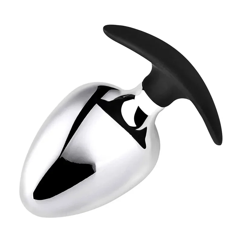 Plug Anal Metal Maciço Aço Inox Pesado Butt Plug Base Âncora Silicone Full Feeling Grande - Imagem 5