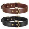 Coleira de Couro Genuíno Legítimo Dog Collar Pet Play Duplo D-Ring - Imagem 2