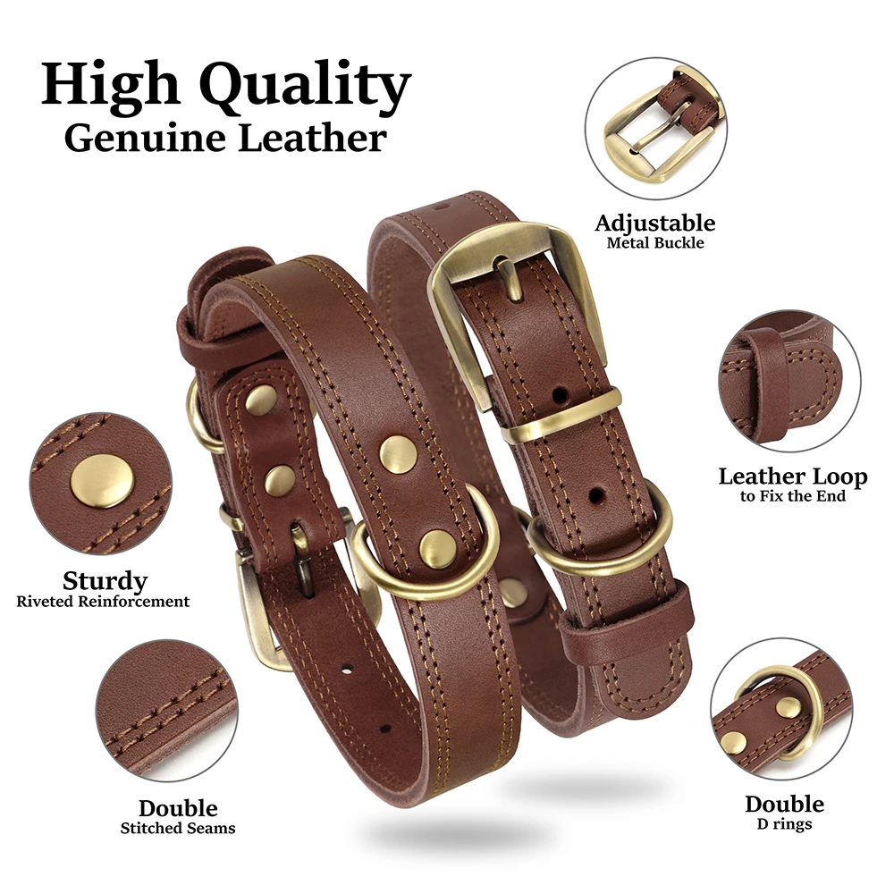 Coleira de Couro Genuíno Legítimo Dog Collar Pet Play Duplo D-Ring - Imagem 3