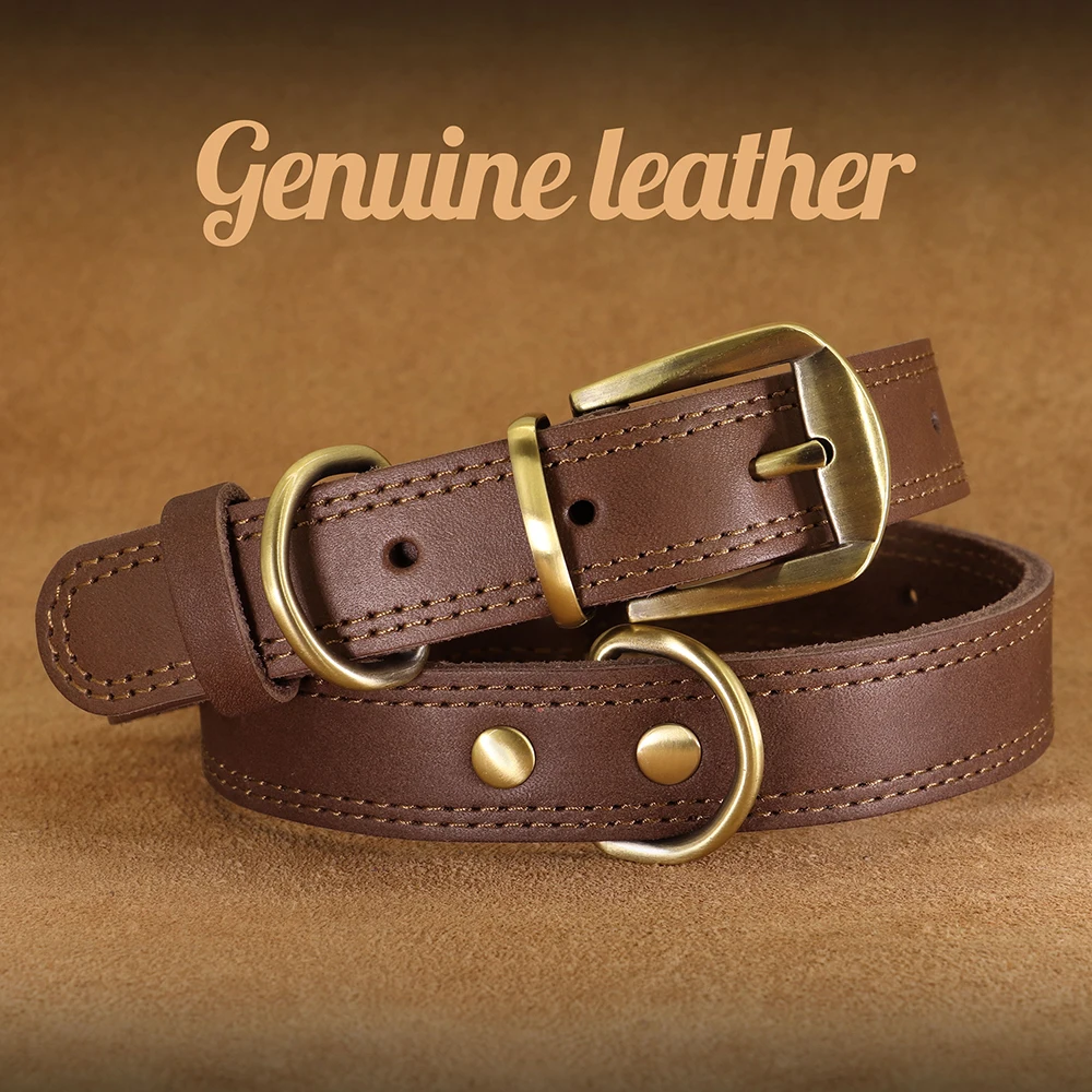Coleira de Couro Genuíno Legítimo Dog Collar Pet Play Duplo D-Ring