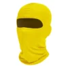 Balaclava amarela de tecido elástico com abertura única para os olhos