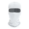 Balaclava branca de tecido elástico com abertura única para os olhos