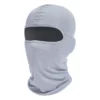 Balaclava cinza claro de tecido elástico com abertura única para os olhos