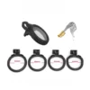 Kit do cinto de castidade masculino micro com cadeado, 2 chaves e 4 anéis de base