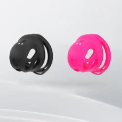 Gaiola vibratória de silicone do cinto de castidade masculino nas cores preta e rosa