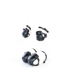 Kit de joelheiras e cotoveleiras de bondage vestido, com antebraços e panturrilhas travados dobrados