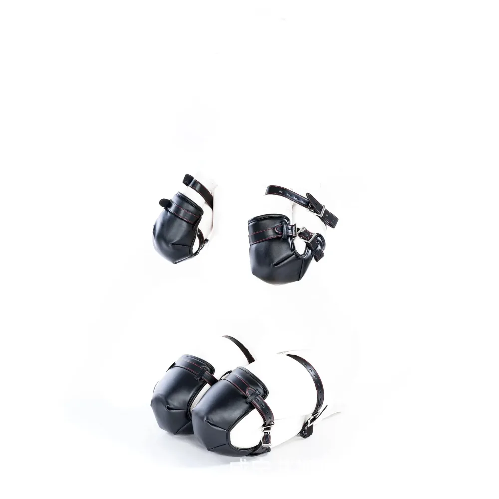 Kit de joelheiras e cotoveleiras de bondage vestido, com antebraços e panturrilhas travados dobrados
