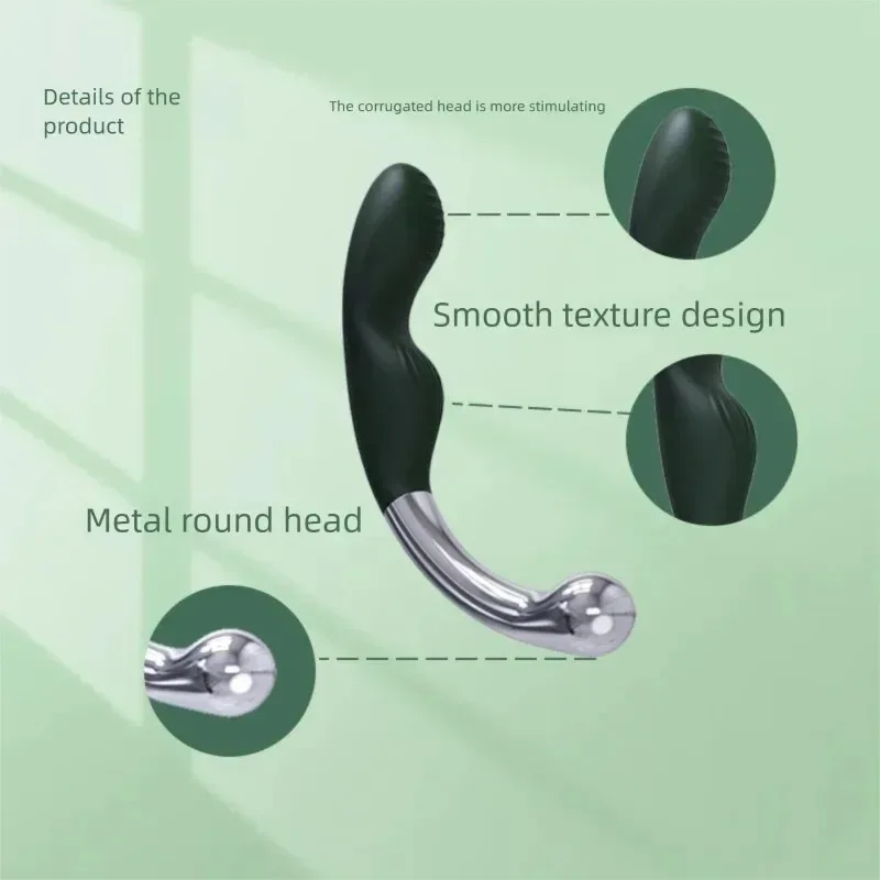 Detalhes do produto: cabeça corrugada de silicone, corpo texturizado e ponta redonda de metal