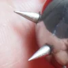 Detalhe macro das pontas cônicas de metal do cetro de espinhos