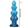 Medidas do dildo canino tamanho G, 27 cm de comprimento e nós de 5,3, 6,8 e 7,6 cm