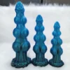 Comparação dos três nós em escala crescente do dildo canino de silicone