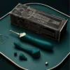 Vibrador de ponta fina verde com as tres cabecas e a caixa rigida