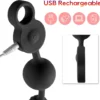 Base do anal beads Rosário com botão único, anel de puxar e entrada de recarga USB