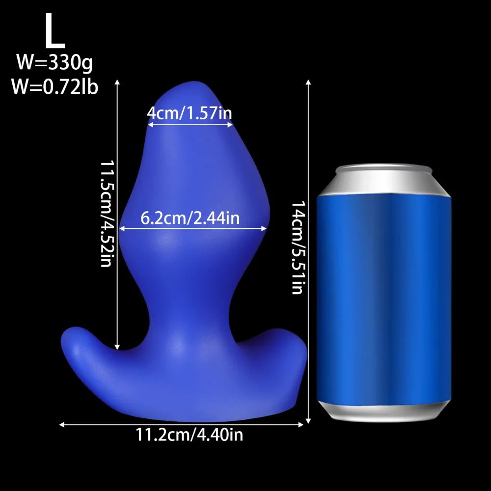 Blue Warden tamanho G, 14 cm por 6,2 cm, ao lado de uma lata