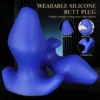 Cabeça em ponta, silicone macio e base em T do plug anal Blue Warden