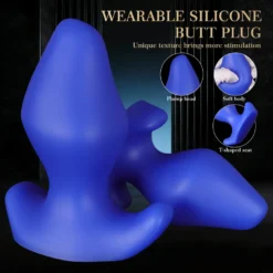 Cabeça em ponta, silicone macio e base em T do plug anal Blue Warden