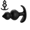 Plug anal com bolas internas Discipline Pearls em silicone preto com base em âncora