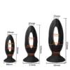 Medidas do plug anal oco Keyhole: P 9,9 x 3,5 cm, M 12,5 x 4,5 cm, G 15,2 x 5,5 cm