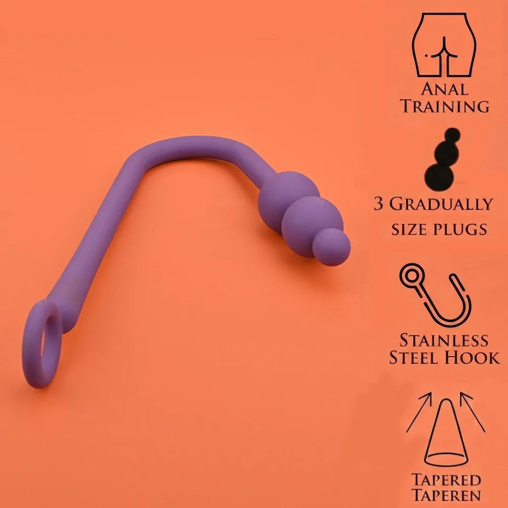 Anal hook bondage: gancho anal com argola para corda e bolinhas graduadas