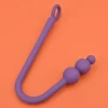Anal hook bondage: gancho anal de silicone roxo com três bolinhas e argola