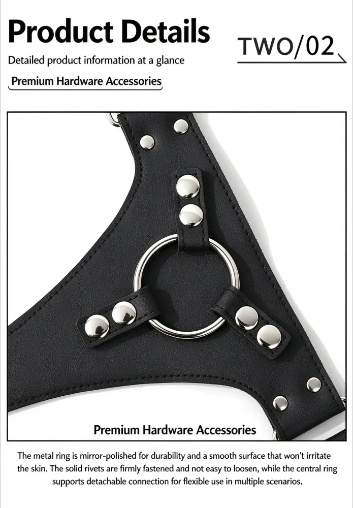 O-ring de metal e rebites do strapon Domina