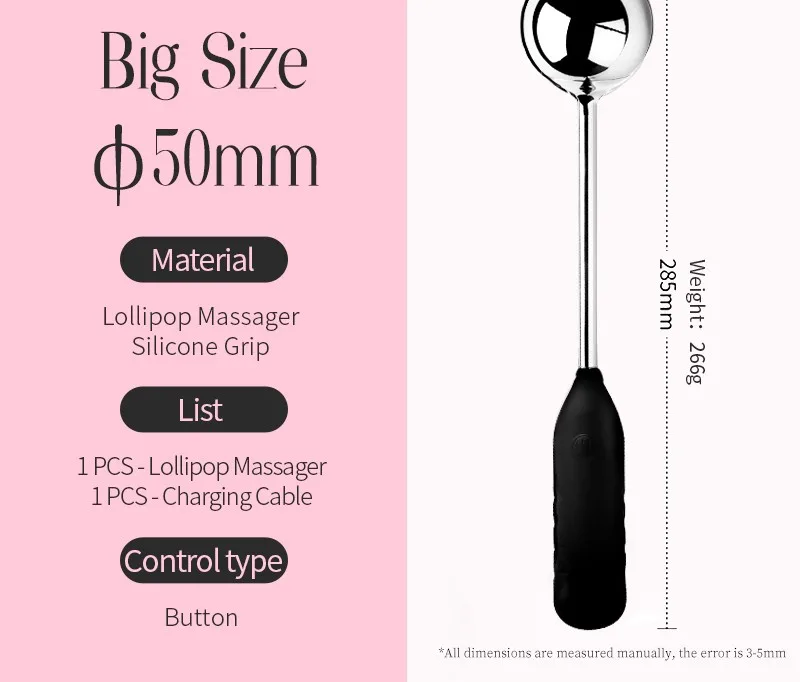 Ficha da versão grande: esfera de 50 mm, 28,5 cm de comprimento e 266 gramas