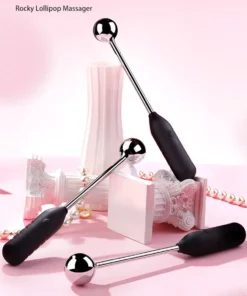As três varinhas de esfera de metal com cabo de silicone preto sobre fundo rosa