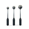 Três varinhas vibratórias com esfera de metal polido de 30, 38 e 50 mm e cabo de silicone preto