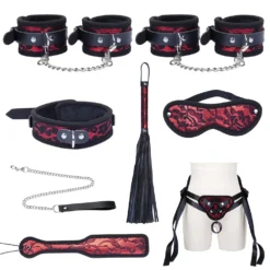 Kit BDSM Scarlet de 8 peças em renda vermelha