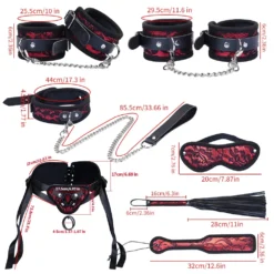 Medidas das peças do kit BDSM de renda